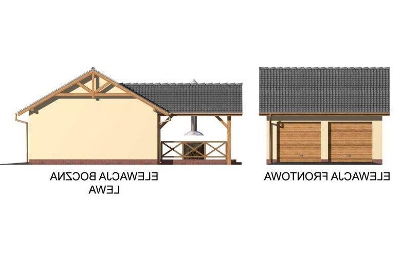 Projekt budynku gospodarczego G35 dwustanowiskowy + altana - elewacja 1