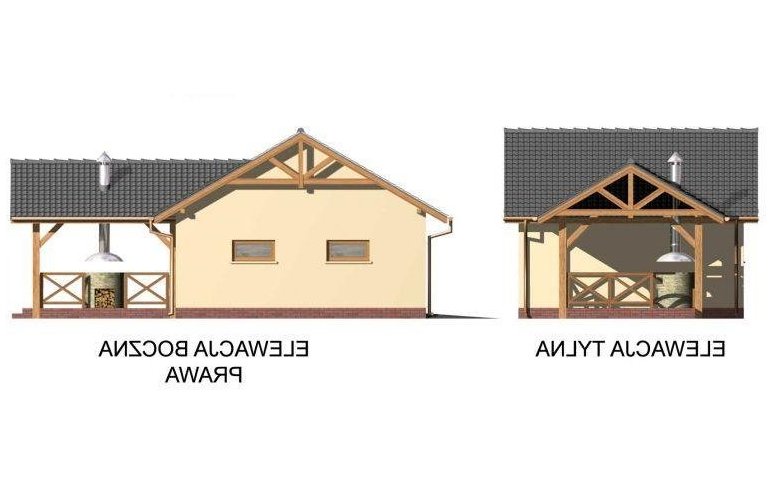 Projekt budynku gospodarczego G35 dwustanowiskowy + altana - elewacja 2