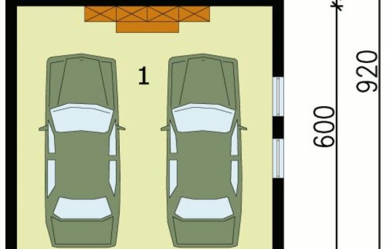 Projekt budynku gospodarczego G36 garaż dwustanowiskowy z werandą - przyziemie