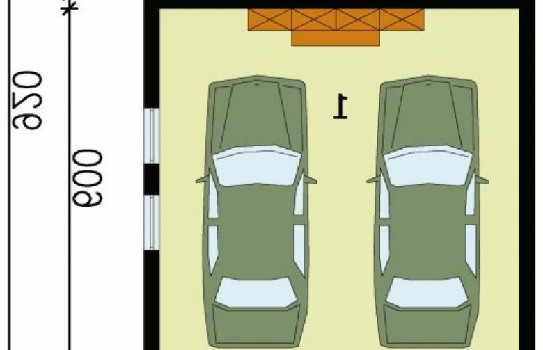 Projekt budynku gospodarczego G36 garaż dwustanowiskowy z werandą - przyziemie