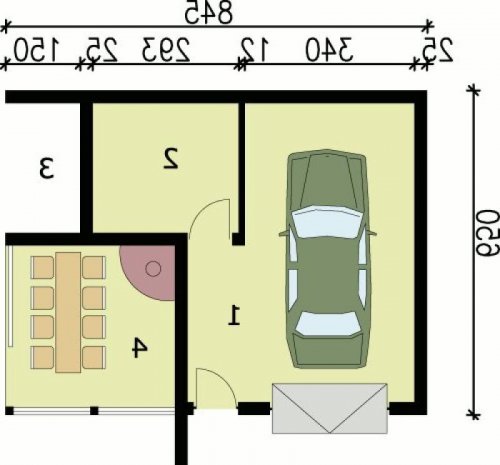 PRZYZIEMIE G39 garaż jednostanowiskowy z wiatą rekreacyjną - wersja lustrzana