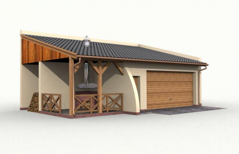 Projekt budynku gospodarczego G40 garaż dwustanowiskowy z wiatą