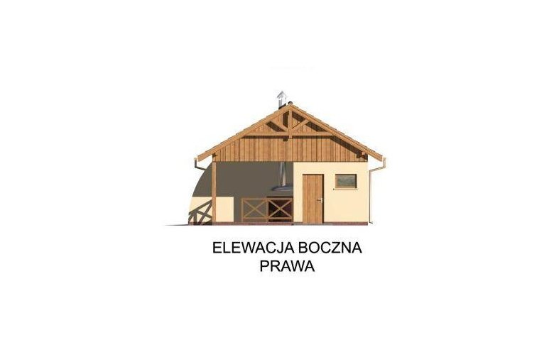 Projekt budynku gospodarczego G41 garaż jednostanowiskowy z pomieszczeniem gospodarczym i altaną ogrodową z grilem - elewacja 4