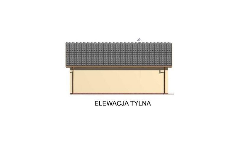 Projekt budynku gospodarczego G42 garaż dwustanowiskowy z pomieszczeniem gospodarczym i altaną ogrodową z grilem - elewacja 2