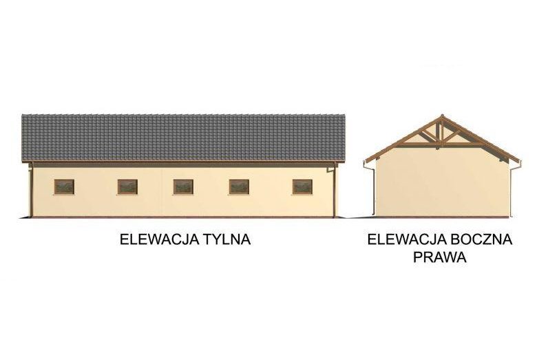 Projekt budynku gospodarczego G49 garaż czterostanowiskowy z pomieszczeniami gospodarczymi - elewacja 2