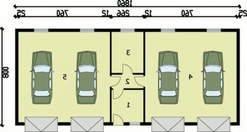 PRZYZIEMIE G49 garaż czterostanowiskowy z pomieszczeniami gospodarczymi - wersja lustrzana