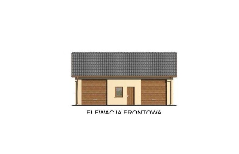 Projekt budynku gospodarczego G50 garaż dwustanowiskowy z pomieszczeniami gospodarczymi - elewacja 1