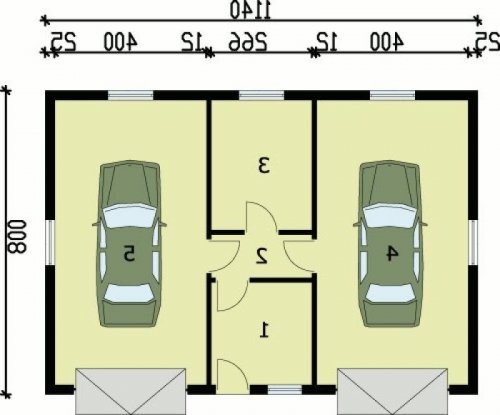 PRZYZIEMIE G50 garaż dwustanowiskowy z pomieszczeniami gospodarczymi - wersja lustrzana