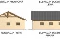Projekt budynku gospodarczego G51 garaż czterostanowiskowy z pomieszczeniami gospodarczymi - elewacja 2