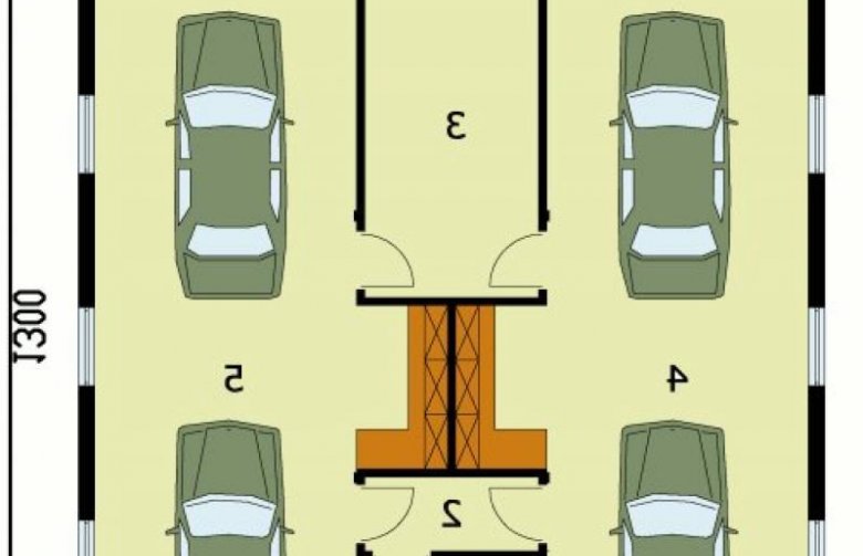 Projekt budynku gospodarczego G51 garaż czterostanowiskowy z pomieszczeniami gospodarczymi - przyziemie