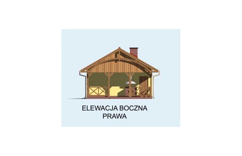 Projekt budynku gospodarczego G56 garaż jednostanowiskowy z pomieszczeniem gospodarczym i wiatą - elewacja 4