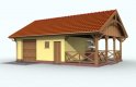 Projekt budynku gospodarczego G56 garaż jednostanowiskowy z pomieszczeniem gospodarczym i wiatą - wizualizacja 1