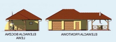 Elewacja projektu G54 garaż dwustanowiskowy z pomieszczeniem gospodarczym i składem na drewno kominkowe  - 1 - wersja lustrzana