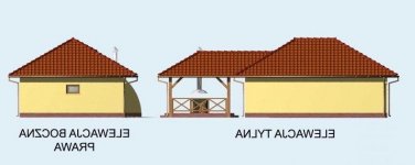 Elewacja projektu G54 garaż dwustanowiskowy z pomieszczeniem gospodarczym i składem na drewno kominkowe  - 2 - wersja lustrzana