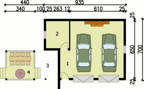 PRZYZIEMIE G54 garaż dwustanowiskowy z pomieszczeniem gospodarczym i składem na drewno kominkowe 