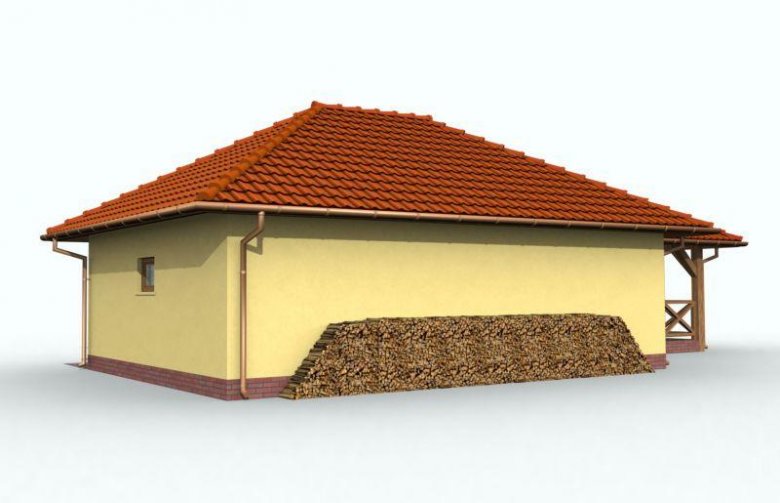 Projekt budynku gospodarczego G54 garaż dwustanowiskowy z pomieszczeniem gospodarczym i składem na drewno kominkowe 