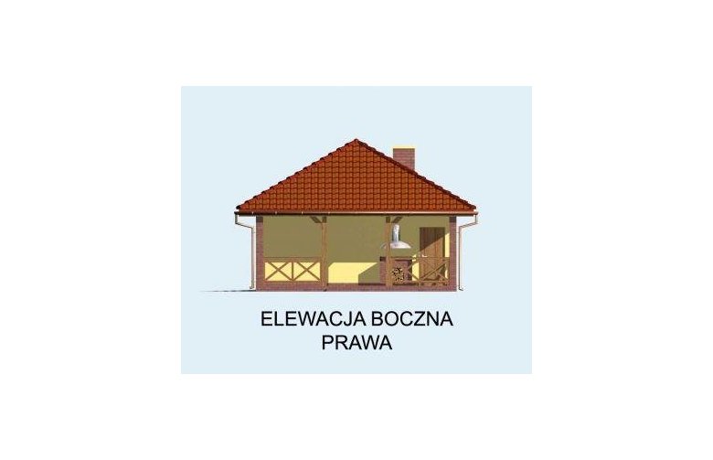 Projekt budynku gospodarczego G59 garaż dwustanowiskowy z wiatą - elewacja 4