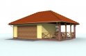 Projekt budynku gospodarczego G59 garaż dwustanowiskowy z wiatą - wizualizacja 3
