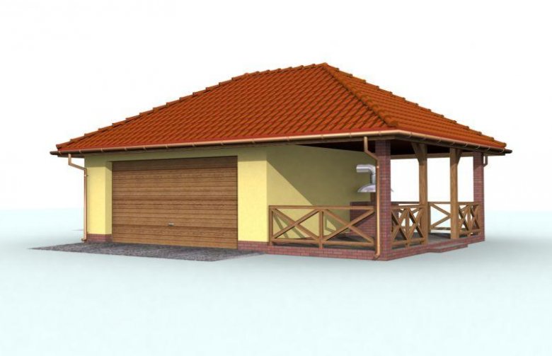 Projekt budynku gospodarczego G59 garaż dwustanowiskowy z wiatą