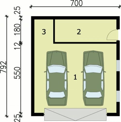 PRZYZIEMIE G61 garaż dwustanowiskowy z pomieszczeniem gospodarczym