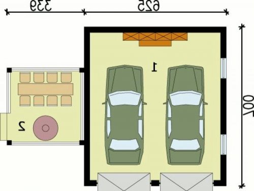 PRZYZIEMIE G63 garaż dwustanowiskowy - wersja lustrzana