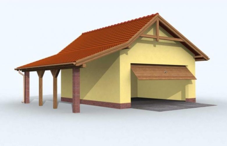Projekt budynku gospodarczego G66 garaż dwustanowiskowy z wiatą 