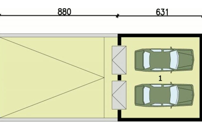 Projekt budynku gospodarczego G69 garaż dwustanowiskowy podziemny - podziemie