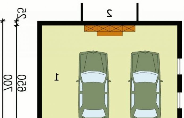 Projekt budynku gospodarczego G68 garaż dwustanowiskowy - przyziemie