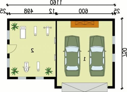 PRZYZIEMIE G71 garaż dwustanowiskowy z pomieszczeniem rekreacyjnym - wersja lustrzana