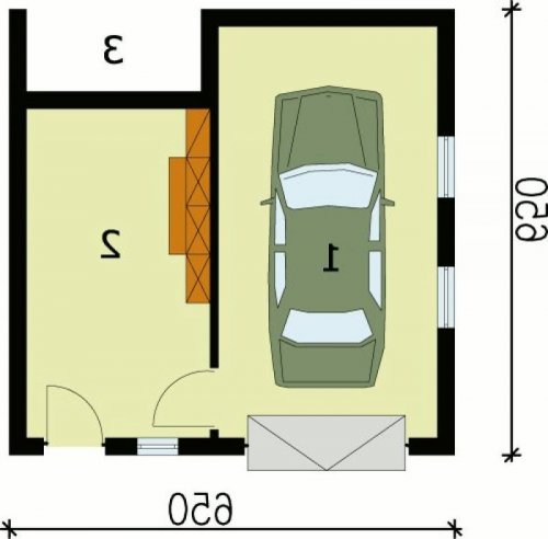 PRZYZIEMIE G74 garaż jednostanowiskowy z pomieszczeniem gospodarczym - wersja lustrzana