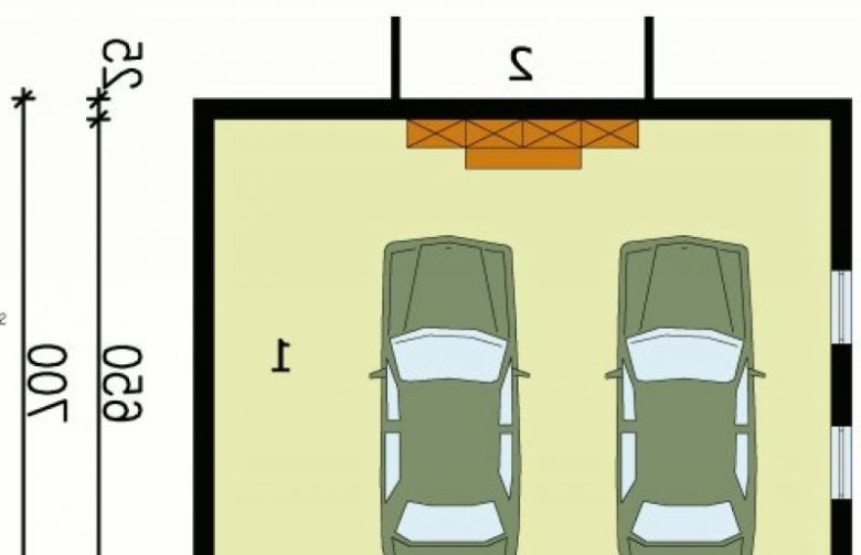 Projekt budynku gospodarczego G79 garaż dwustanowiskowy - przyziemie