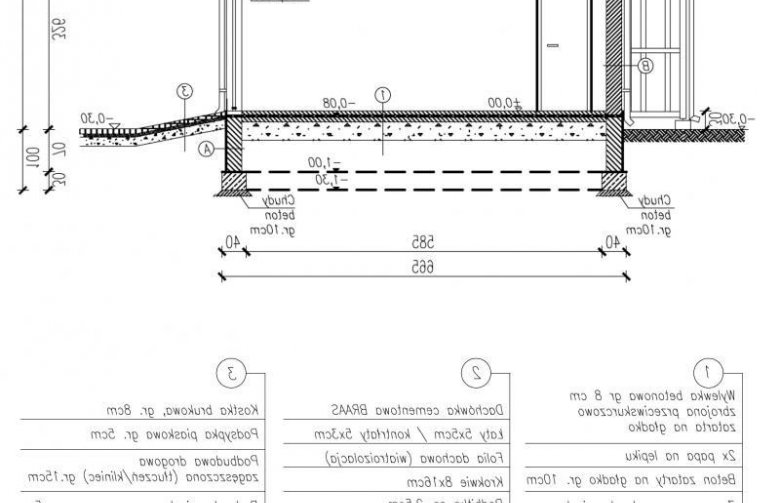 Projekt budynku gospodarczego G81 - przekrój 1