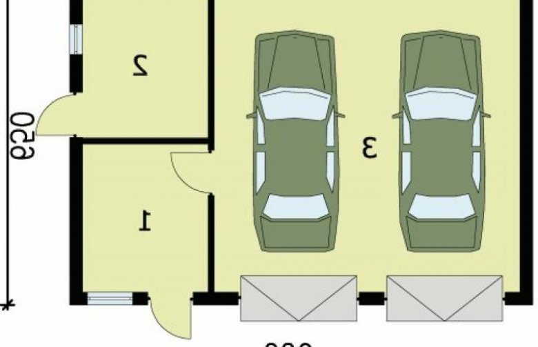 Projekt budynku gospodarczego G85 garaż dwustanowiskowy z pomieszczeniami gospodarczymi - przyziemie