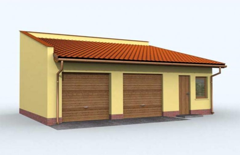 Projekt budynku gospodarczego G85 garaż dwustanowiskowy z pomieszczeniami gospodarczymi
