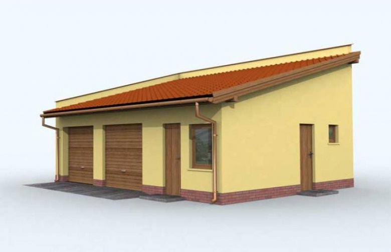 Projekt budynku gospodarczego G85 garaż dwustanowiskowy z pomieszczeniami gospodarczymi