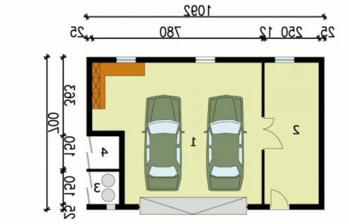 PRZYZIEMIE G103 garaż dwustanowiskowy z pomieszczeniem gospodarczym - wersja lustrzana