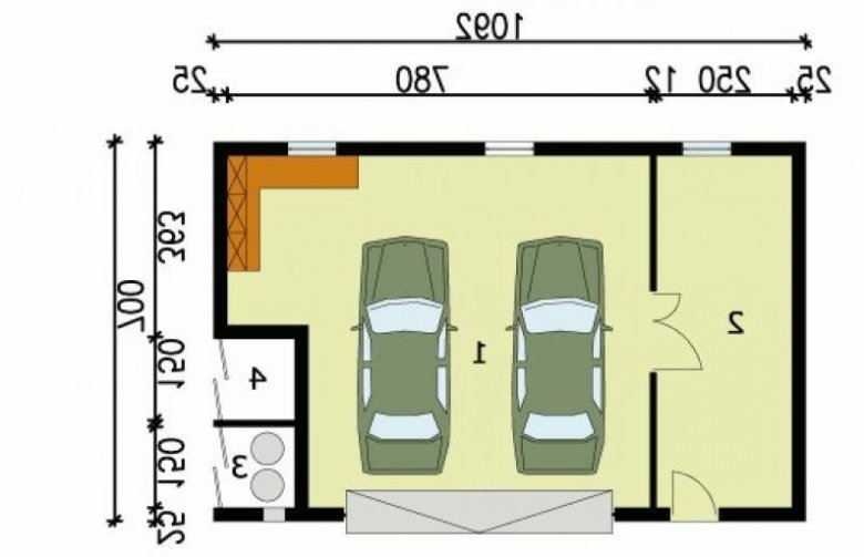 Projekt budynku gospodarczego G103 garaż dwustanowiskowy z pomieszczeniem gospodarczym - przyziemie