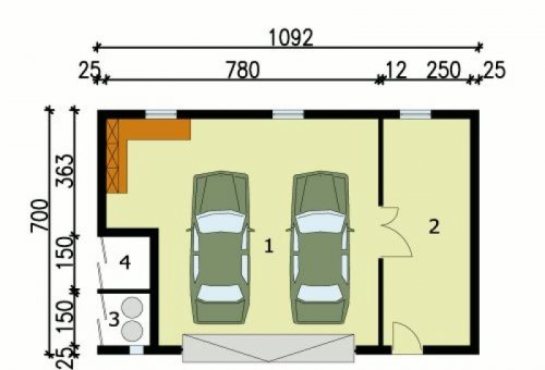 PRZYZIEMIE G105 garaż dwustanowiskowy z pomieszczeniem gospodarczym