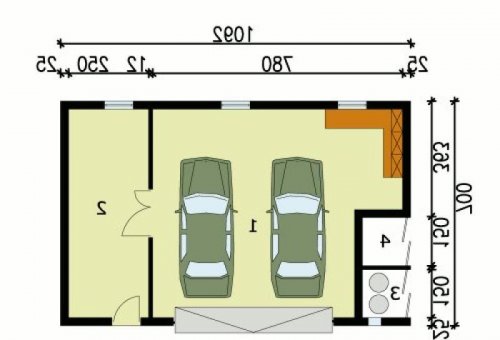 PRZYZIEMIE G105 garaż dwustanowiskowy z pomieszczeniem gospodarczym - wersja lustrzana