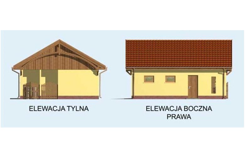 Projekt budynku gospodarczego G109 - elewacja 2