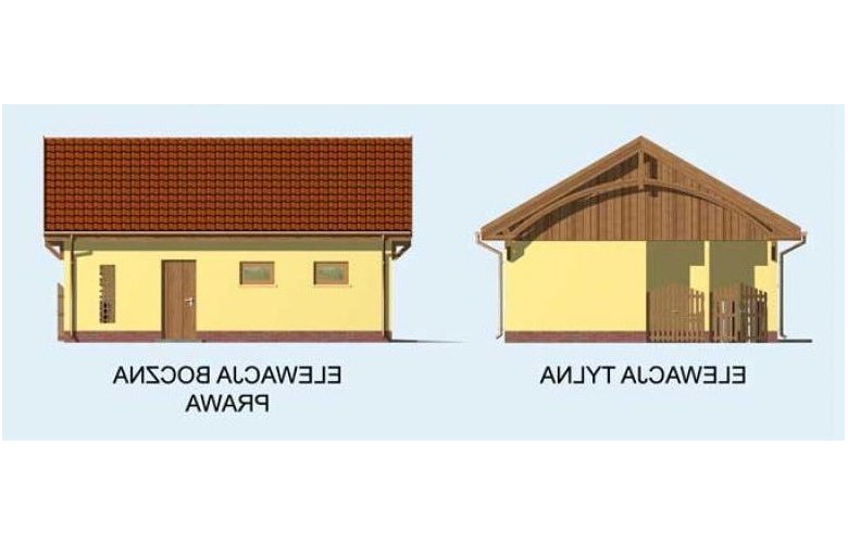 Projekt budynku gospodarczego G109 - elewacja 2