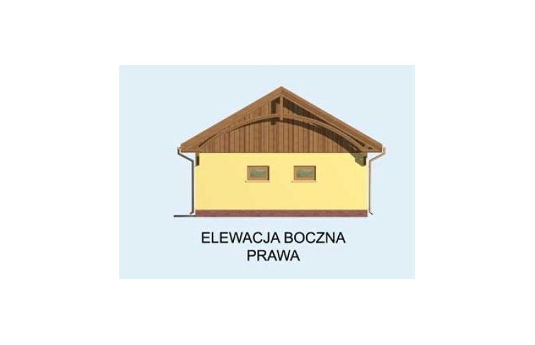 Projekt budynku gospodarczego G115 garaż jednostanowiskowy z pomieszczeniem gospodarczym - elewacja 4