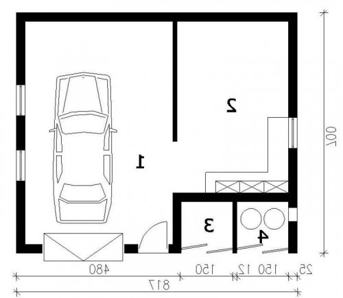 PRZYZIEMIE G115 garaż jednostanowiskowy z pomieszczeniem gospodarczym - wersja lustrzana
