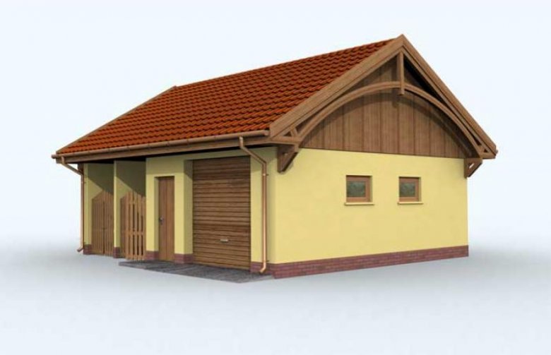 Projekt budynku gospodarczego G115 garaż jednostanowiskowy z pomieszczeniem gospodarczym