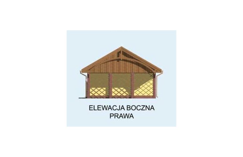 Projekt budynku gospodarczego G118 garaż dwustanowiskowy z wiatą i pomieszczeniem gospodarczym - elewacja 4