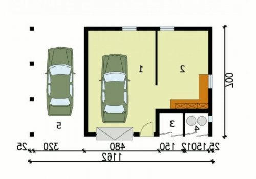 PRZYZIEMIE G118 garaż dwustanowiskowy z wiatą i pomieszczeniem gospodarczym - wersja lustrzana