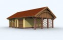 Projekt budynku gospodarczego G118 garaż dwustanowiskowy z wiatą i pomieszczeniem gospodarczym - wizualizacja 1