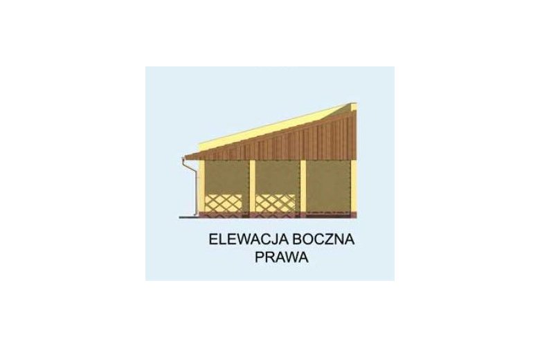 Projekt budynku gospodarczego G120 garaż dwustanowiskowy z wiatą - elewacja 4