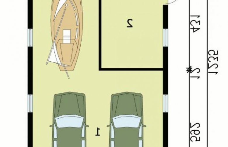 Projekt budynku gospodarczego G124 garaż dwustanowiskowy z pomieszczeniem gospodarczym - przyziemie