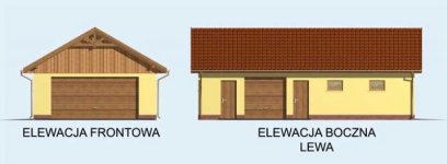 Elewacja projektu G126 garaż trzystanowiskowy z pomieszczeniem gospodarczym - 1